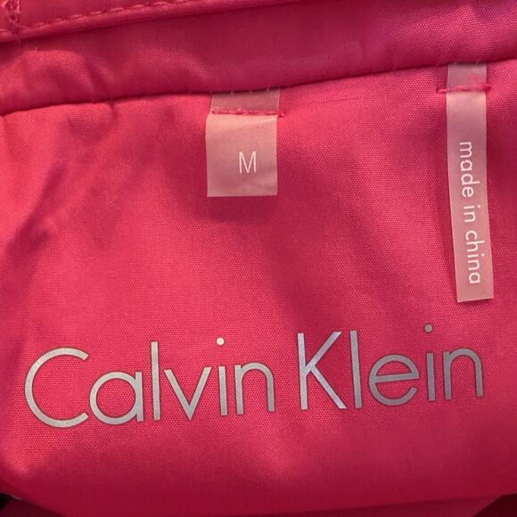 Calvin Klein Trench Coat Womens Size Medium Hot Pink Belted Double Breasted NEW - Picture 7 of 12